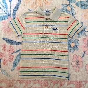 💥3/$24 Vintage JCPenney Khaki Striped Polo‎